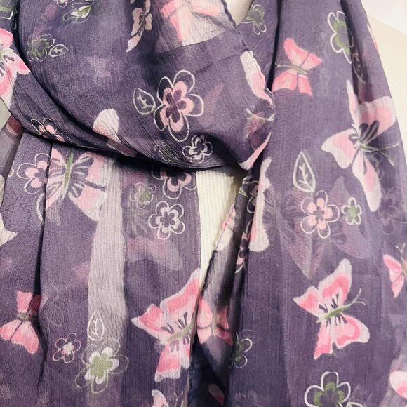 NWT Handmade Scarf by Sana – Lavender Butterflies Design - Picture 11 of 14